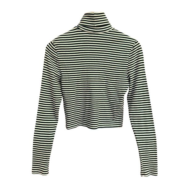 Levi’s Cropped Striped Turtleneck Top – Size Small – Black & White, Green - Picture 2 of 6